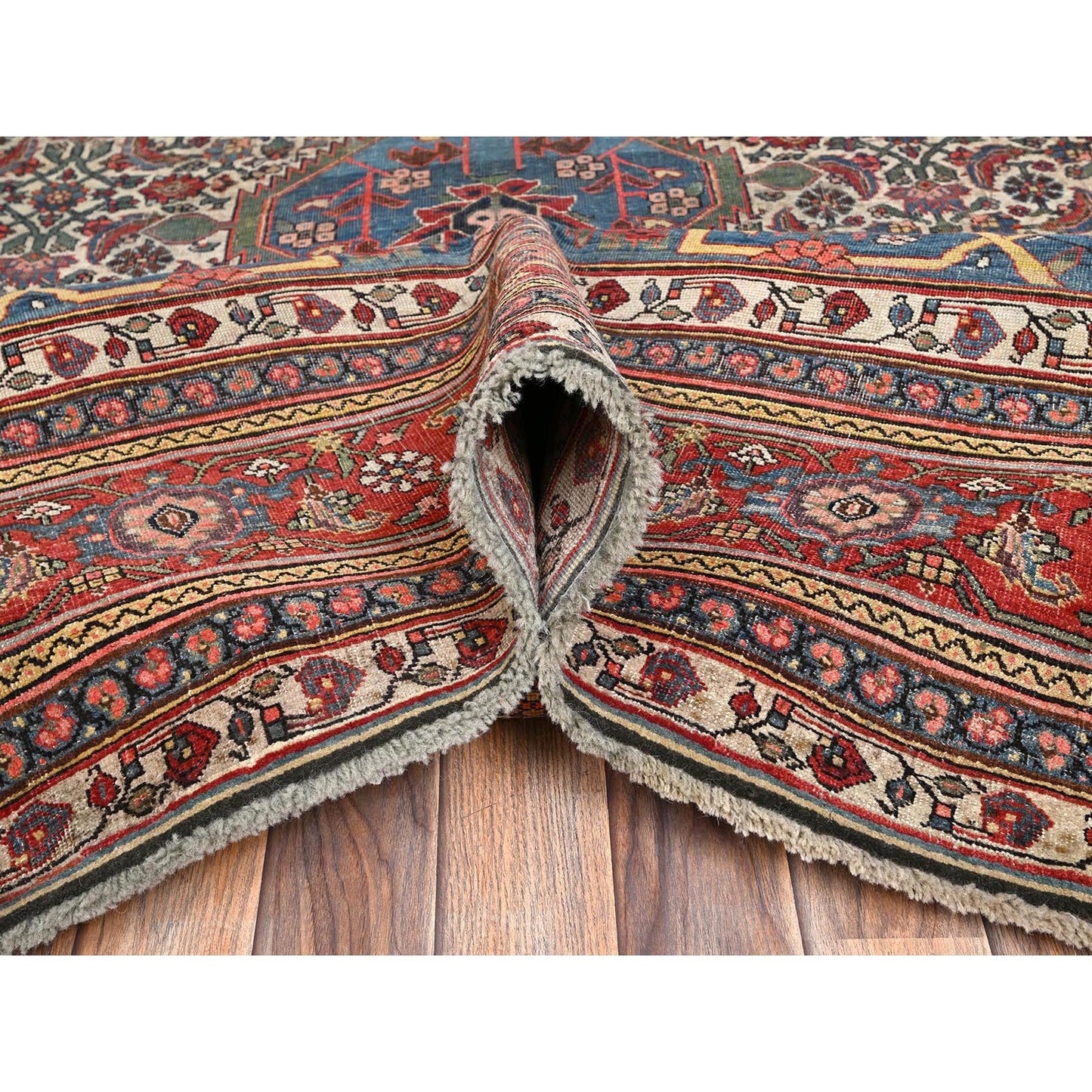 11'6"x18'10" Peach Color Antique Zoroastrian Bejar Wool Hand Knotted XL Rug