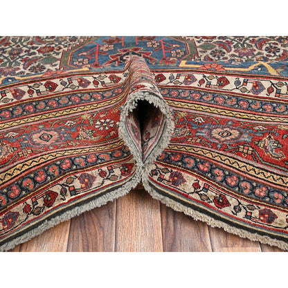 11'6"x18'10" Peach Color Antique Zoroastrian Bejar Wool Hand Knotted XL Rug