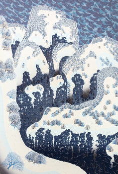 Signed Munenori Makino Sound of the Mountain 1987 Japanese Woodblock Print