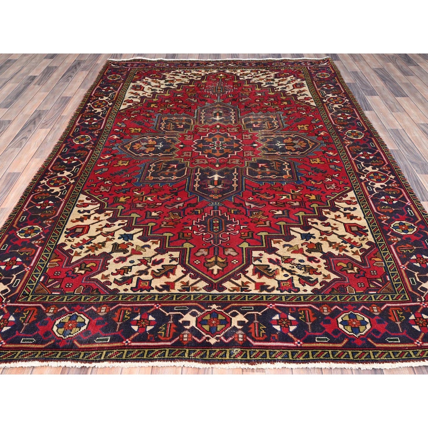 6'4"X9'3" Cranberry Zing Red Zoroastrian Cleaned And Secured Oriental Rug
