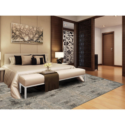 9'X11'7" Gray Modern Nepali Weave Wool And Silk Hand Knotted Rug