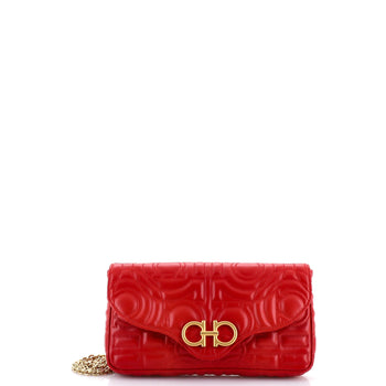 Salvatore Ferragamo Gancini Chain Wallet Gancini Quilted Leather Mini