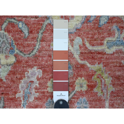 6'X8'9" Crimson Red Afghan Angora Oushak Hand Knotted Wool Oriental Rug