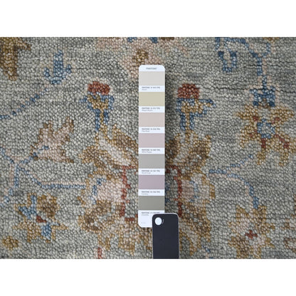 6'2"X9' Wythe Blue Wool Hand Knotted Oushak Design Supple Collection Rug