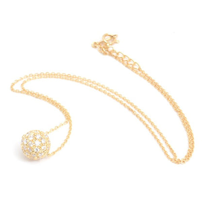 Mikimoto Diamond Ball Necklace 0.93Ct Yellow Gold K18