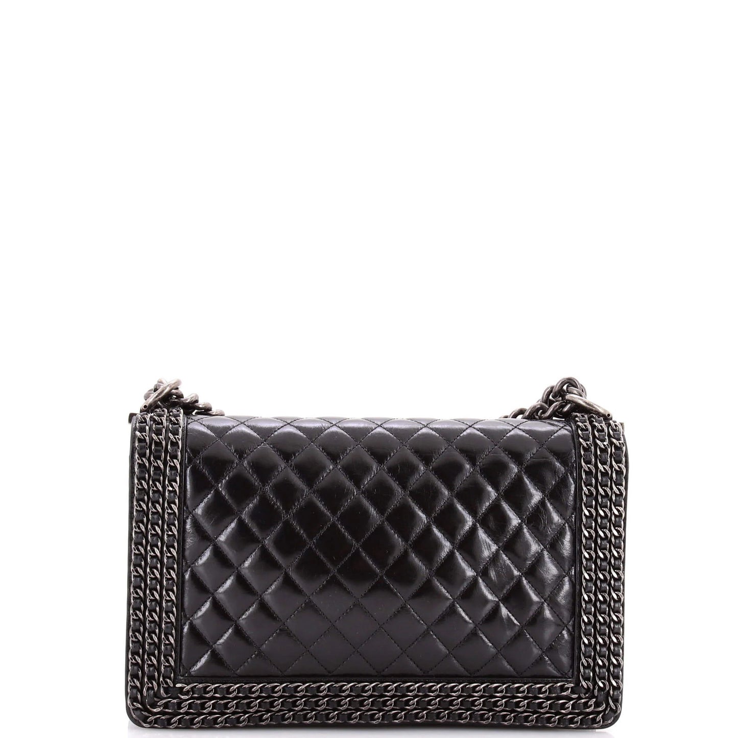 Chanel Chained Boy Flap Bag Quilted Glazed Calfskin New Medium