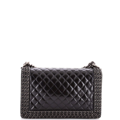 Chanel Chained Boy Flap Bag Quilted Glazed Calfskin New Medium