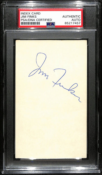 Jim Finks Hof Autographed/Signed 3X5 Index Card