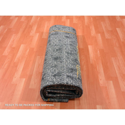8'X10'3" Gray Golden Dragons Chinese Inspired Wool/Silk Hand Knotted Rug