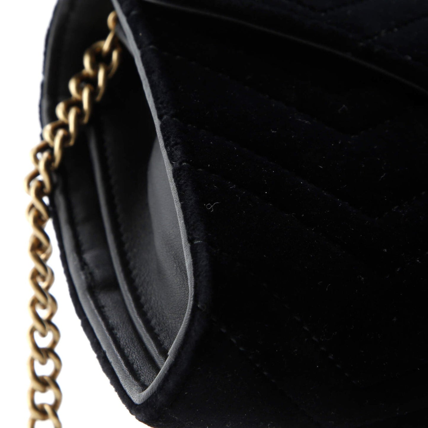 Gucci Gg Marmont Chain Wallet Matelasse Velvet Mini