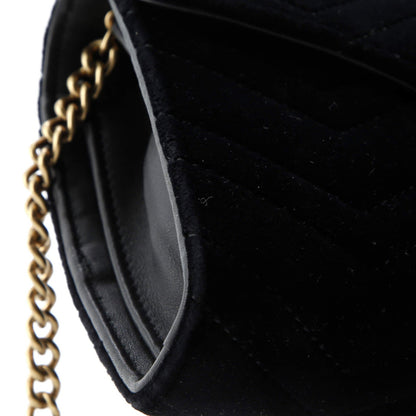 Gucci Gg Marmont Chain Wallet Matelasse Velvet Mini