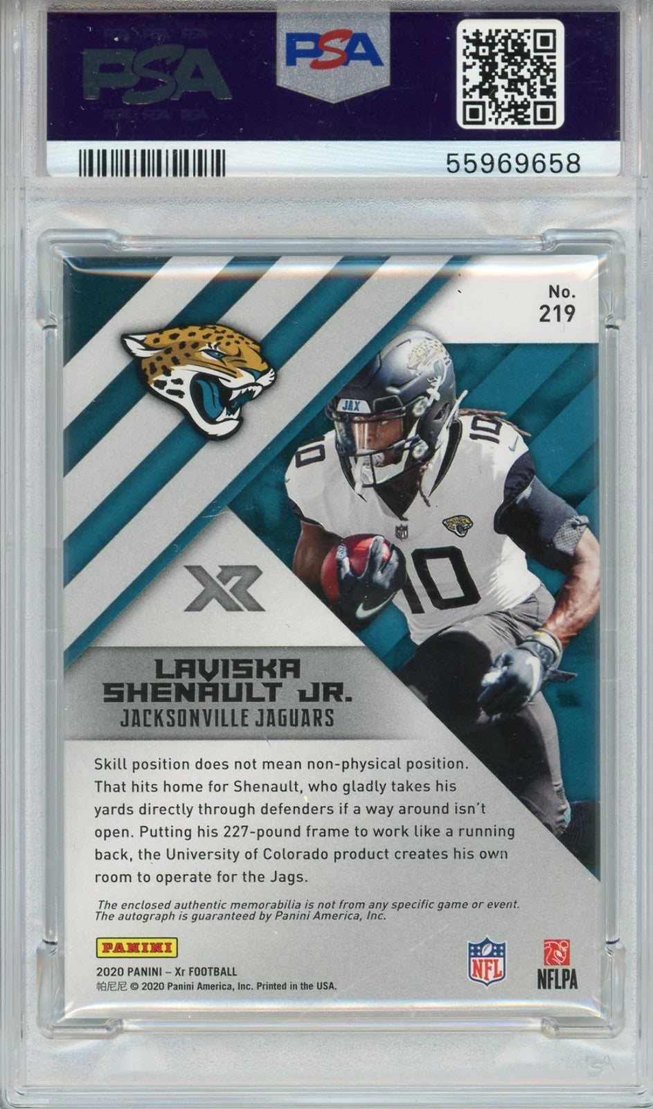 Laviska Shenault Jr. Autographed 2020 Panini Xr Triple Swatch Jersey Rookie Card