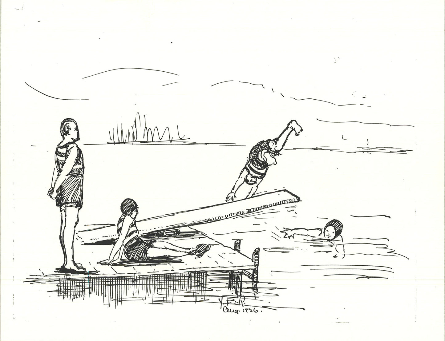 Yb Robinson Divers " Lithograph Contemporary