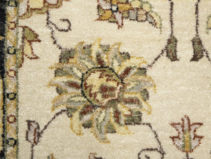 Hand-Knotted Agra Jaipur Runner Rug Floral Wool
