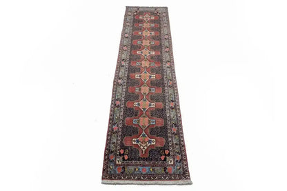 3X13 Ft Vintage Wool Oriental Runner Rug Floral