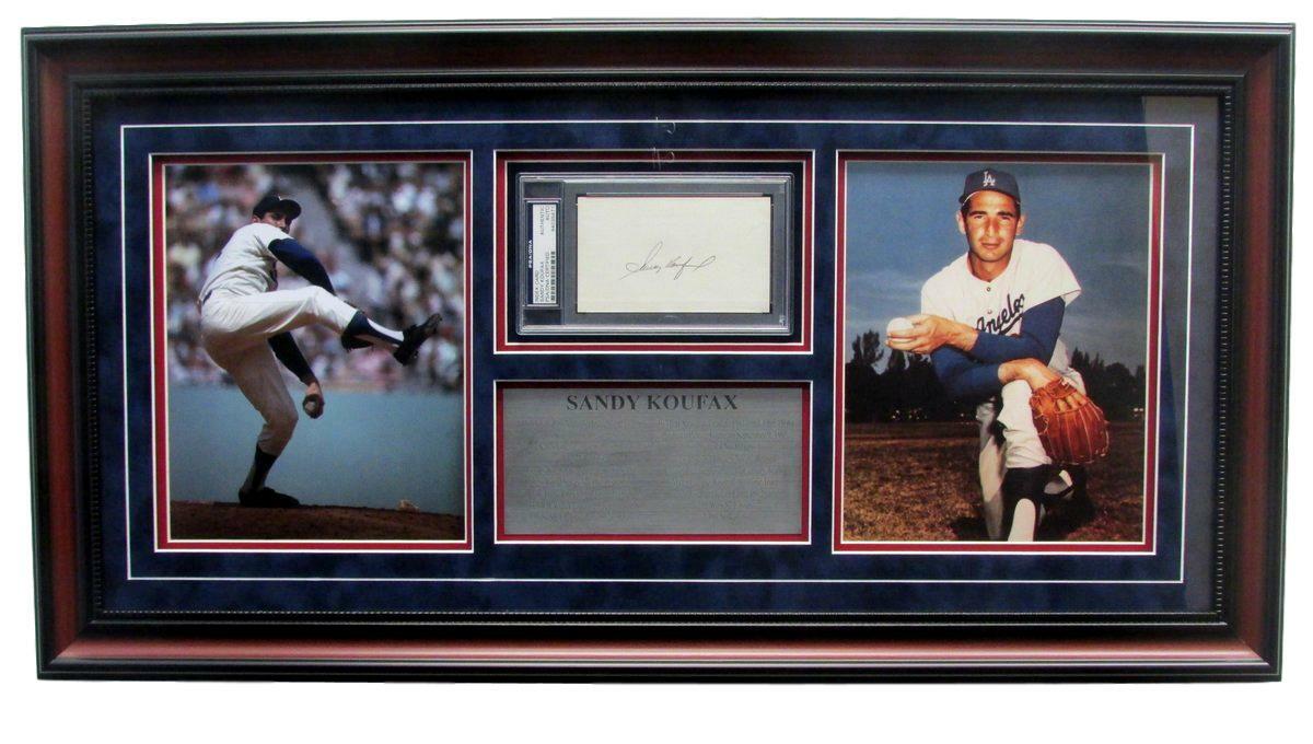 Sandy Koufax Dodgers Signedautographed Framed 3X5 Index Collage Psa/Dna 136624