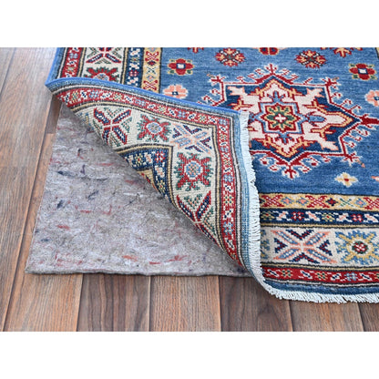 2'10"X16' Blue Kazak With Medallions Design Wool Hand Knotted Runner Rug