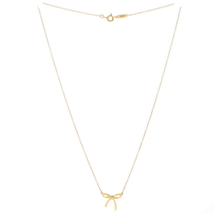 Tiffany & Co. Bow Pendant Necklace 18K Yellow Gold Mini