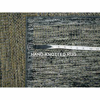 2'6"X8' Brown & Black Oxidized Grass Design Wool Hand Knotted Runner Rug