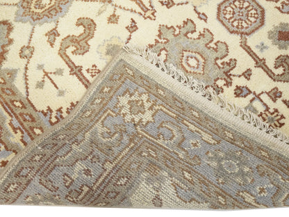 Handmade Cream Oushak Chobi Oriental Rug Floral