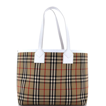 Burberry London Tote Vintage Check Canvas Small