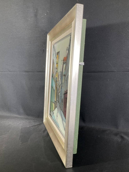 F. Claude Signed Original Oil Painting French Street Scene Cityscape Framed