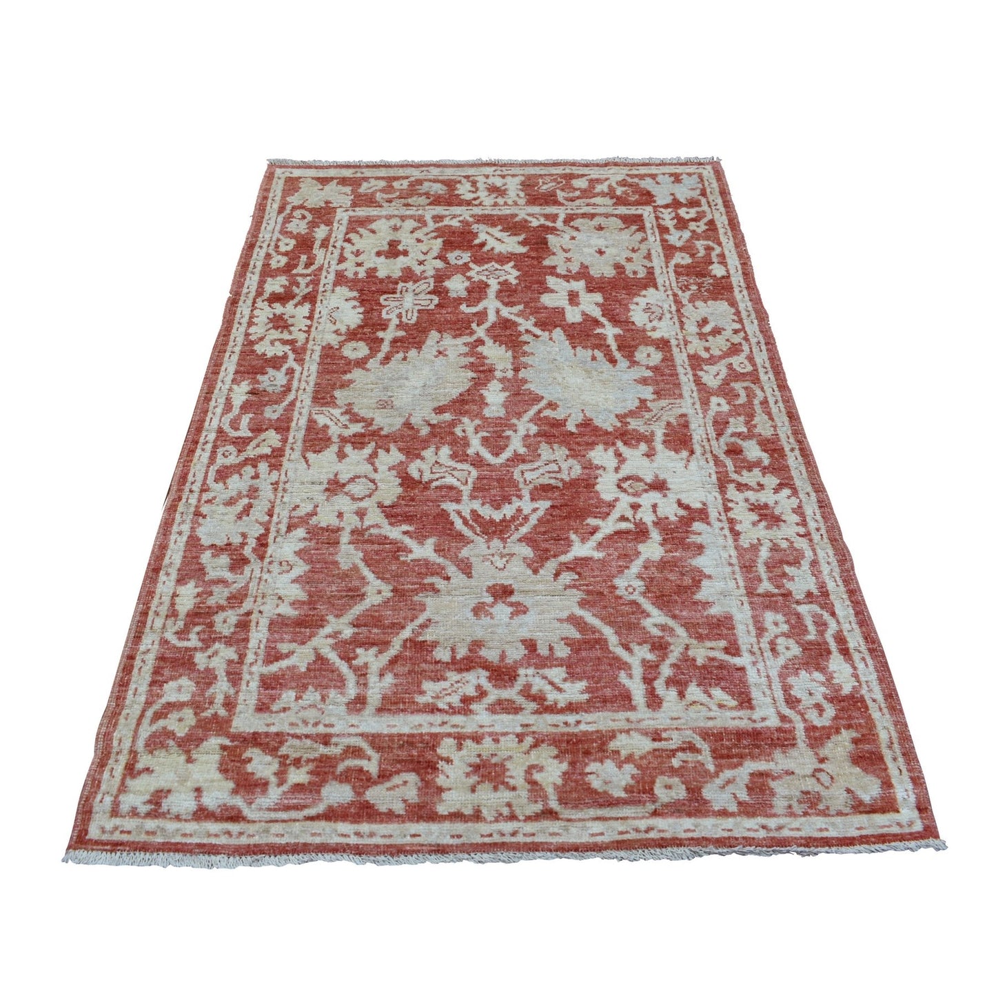 4'X6'1" Rich Red Angora Oushak Extremely Durable Hand Knotted Rug