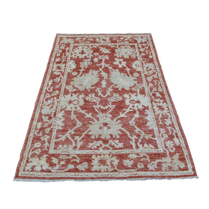 4'X6'1" Rich Red Angora Oushak Extremely Durable Hand Knotted Rug