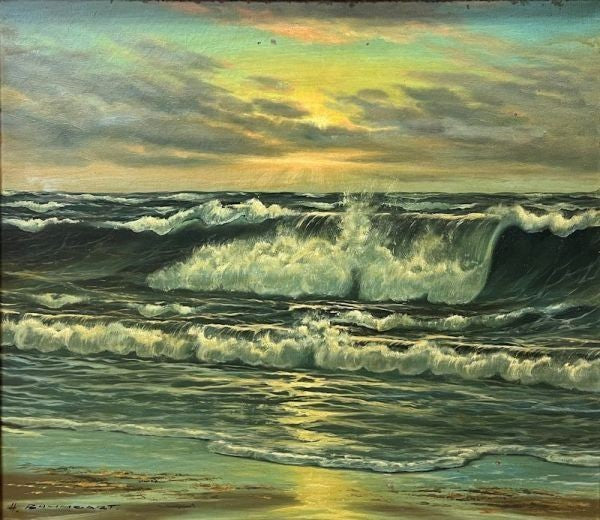 Kabutoya Helmut Baumgart Seascape Oil Painting Signed 12F Canvas Gallery