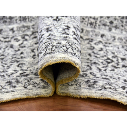 8'X9'10" White Undyed 100% Wool Hand Knotted Mamluk Dynasty Design Rug