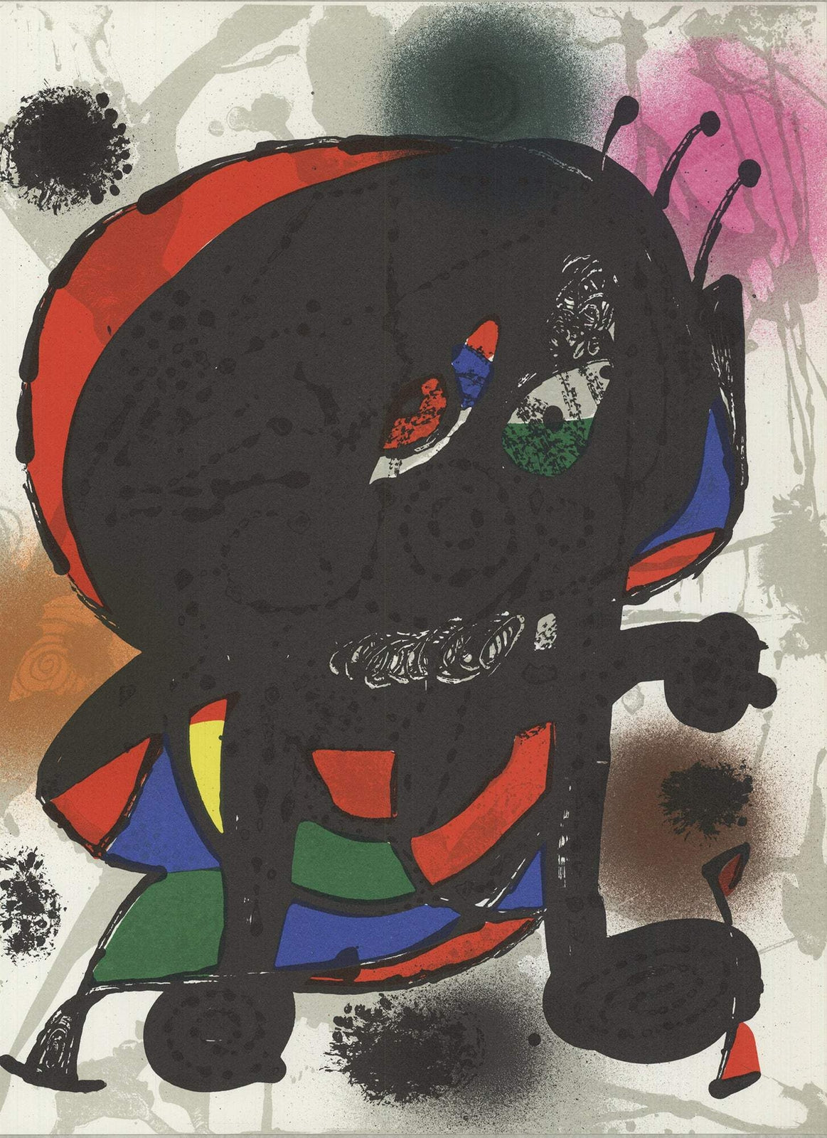 JOAN MIRO Litografia original III 13" x 9.75" Lithograph 1975 Surrealism Multico
