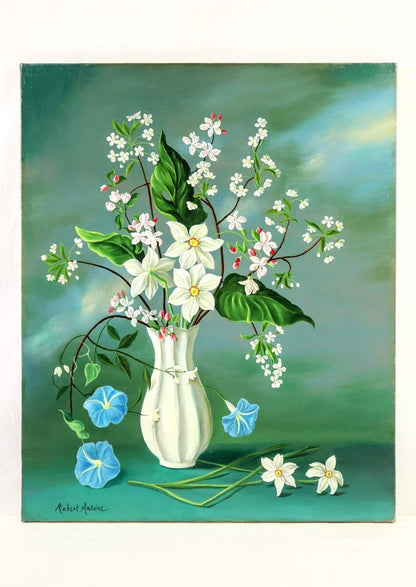 Robert Antoine Bouquet Printanier Original Oil Painting Still Life Flowers