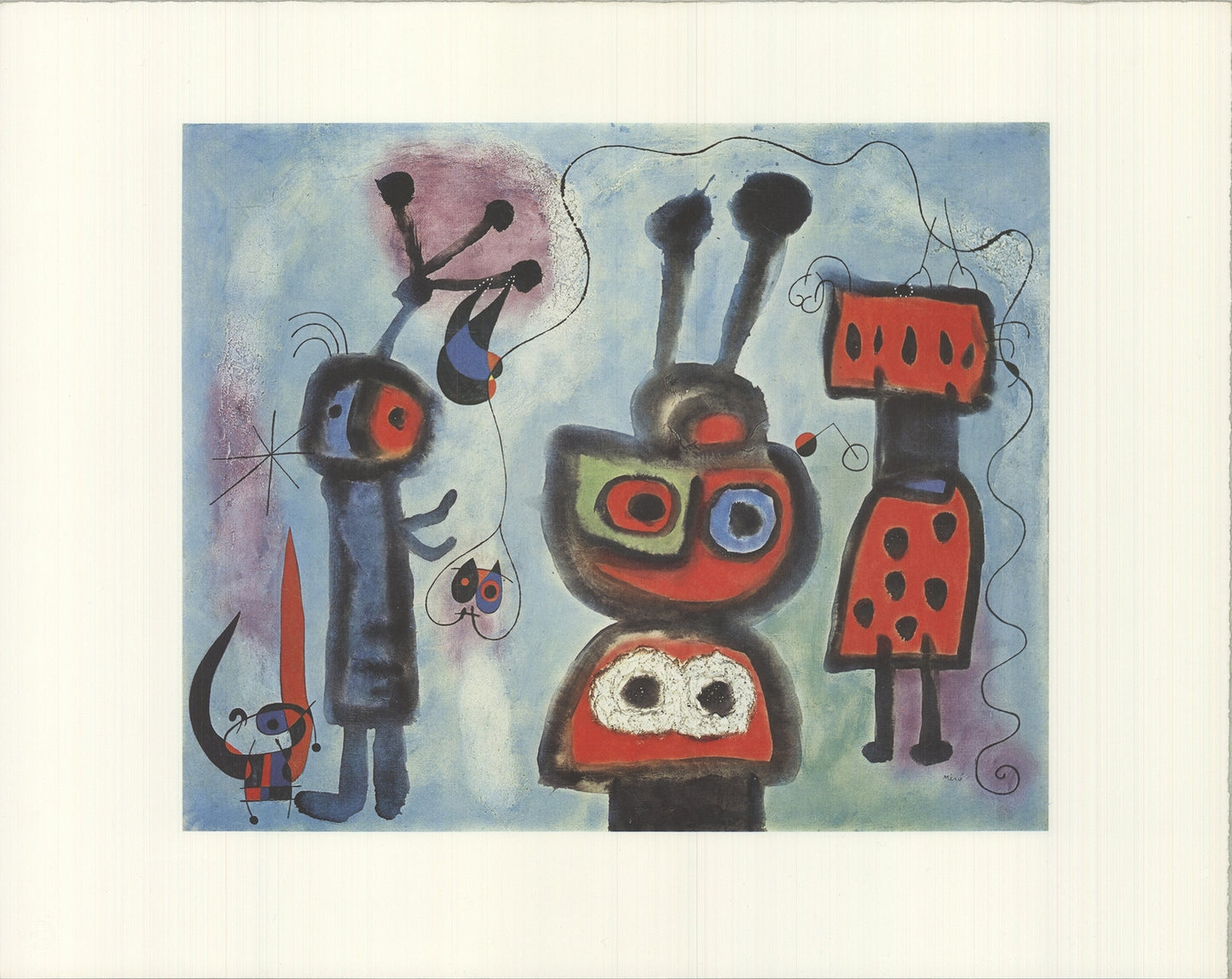 Joan Miro The Bird With A Calm Look It' Wings In Flames " Offset