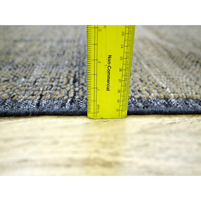 2'6"X8' Black & Brown Oxidized Grass Design Wool Hand Knotted Runner Rug