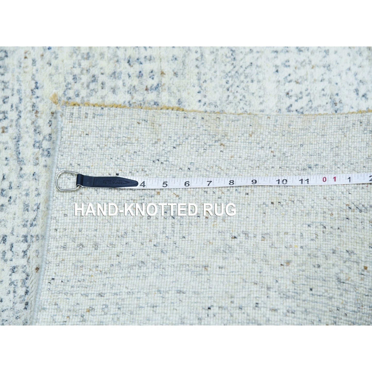 2'6"X8'1" Mindful Gray Undyed Wool Hand Knotted Grass Design Runner Rug