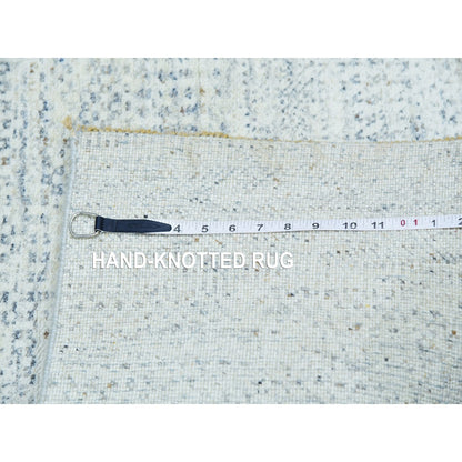 2'6"X8'1" Mindful Gray Undyed Wool Hand Knotted Grass Design Runner Rug