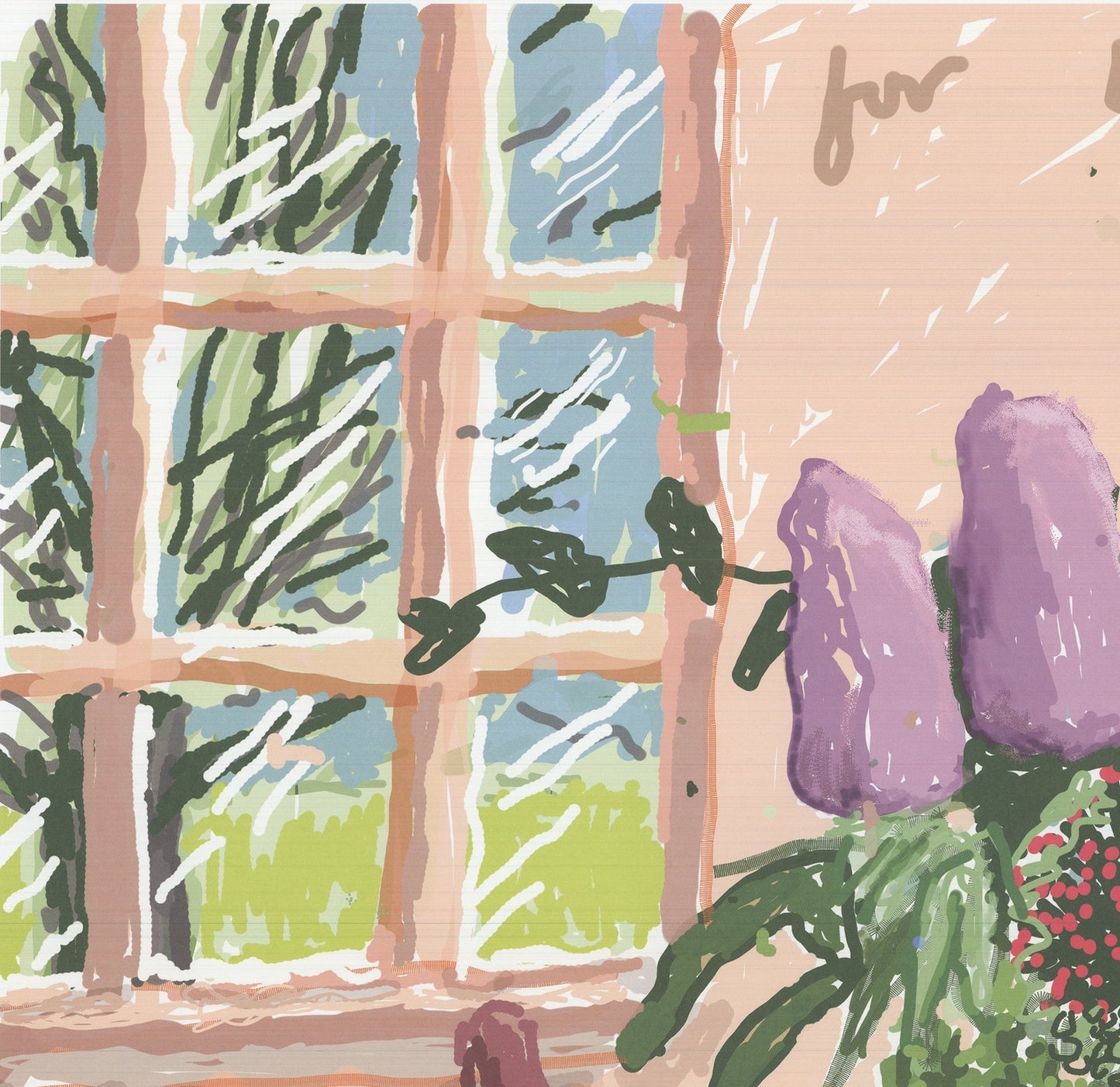 David Hockney For Louisiana " Giclee Pop Art Green, Blue, Purp
