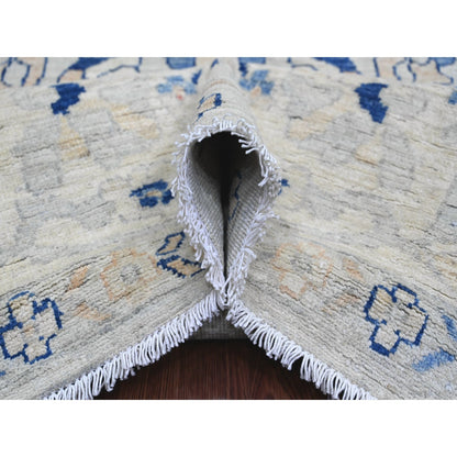9'X11'7" Oyster Gray Ziegler Mahal Design Peshawar Hand Knotted Wool Rug
