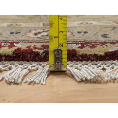 8'1"X8'1" Wine Red Hereke Design Wool And Silk Hand Knotted Round Rug