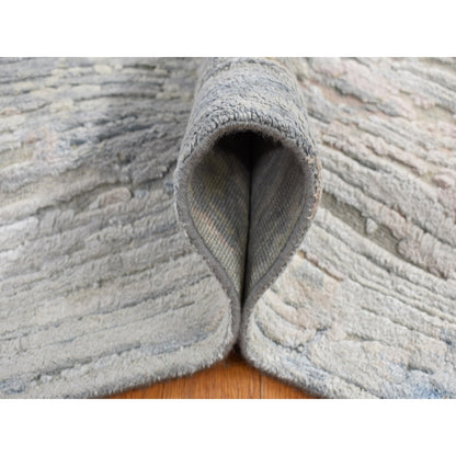 8'X10'6" Ivory Pure Silk Hand Knotted Modern Oriental Oriental Rug