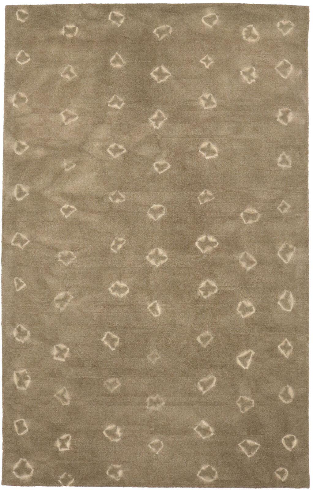 Abstract Beige/Khaki Tie-Dye Contemporary 5X8