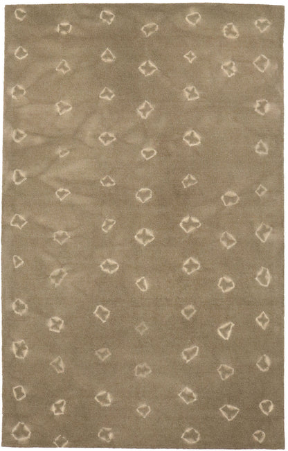 Abstract Beige/Khaki Tie-Dye Contemporary 5X8