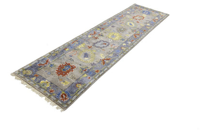 Handmade Oushak Floral Runner Rug 2'5X9'9 ft Colorfast Kitchen Carpet