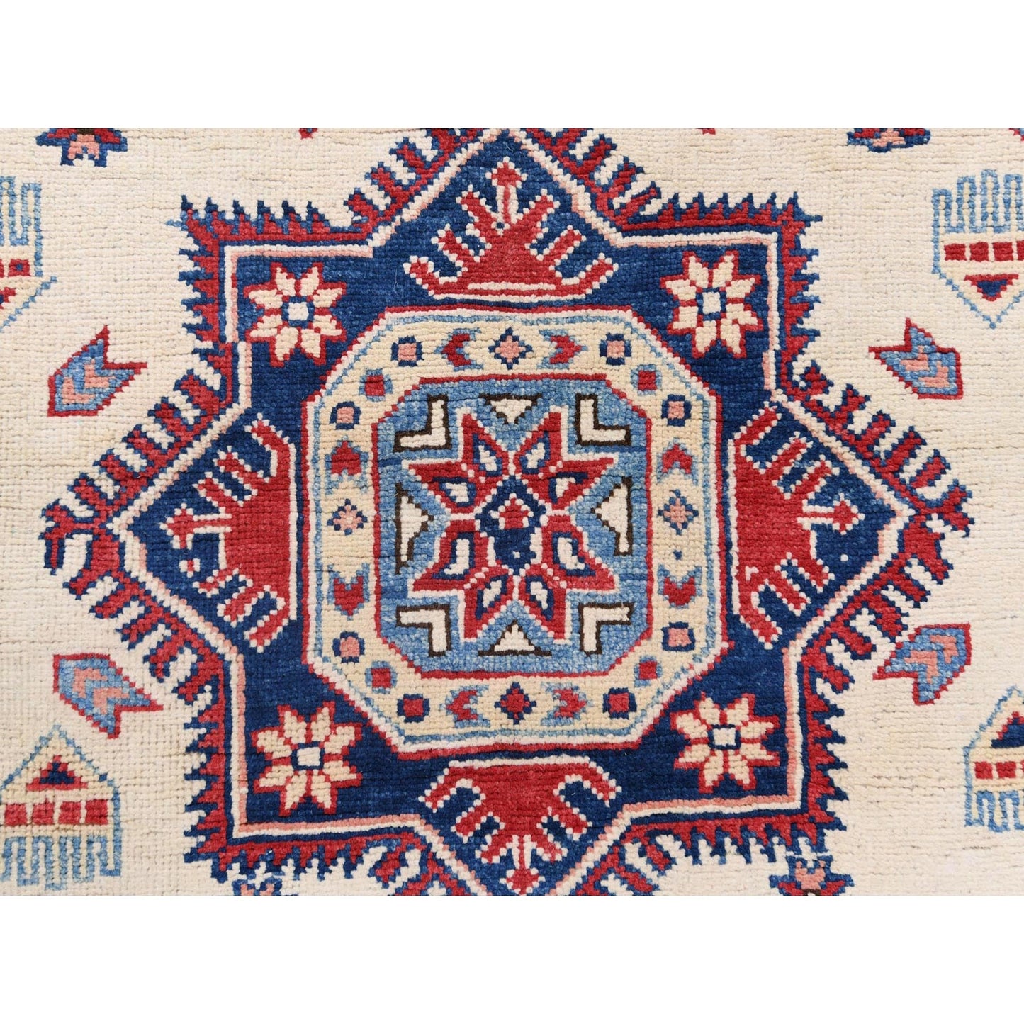 9'1"X11'7" Hand Knotted Ivory Afghan Special Kazak Natural Wool Rug