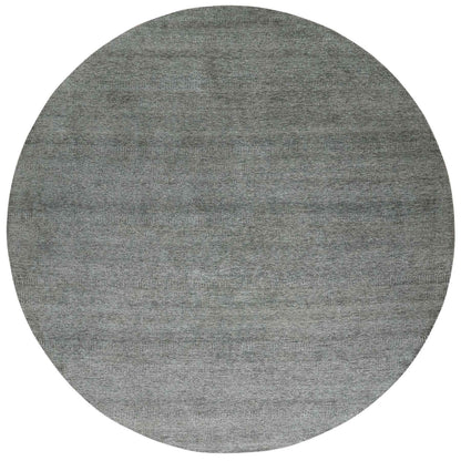 14'X14' Ellie Gray Hand Knotted Plain Modern Grass Design Wool Round Rug
