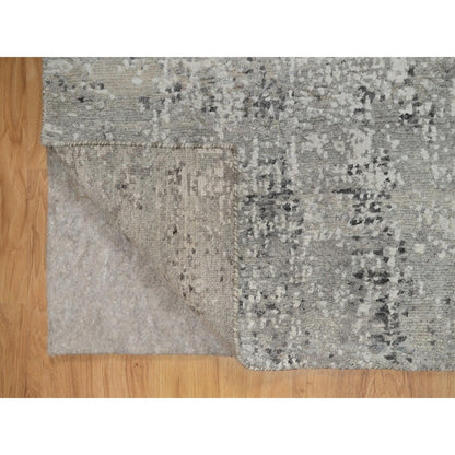 2'X3' Fossil Gray Undyed Natural Wool Hand Knotted Modern Design Mat Rug