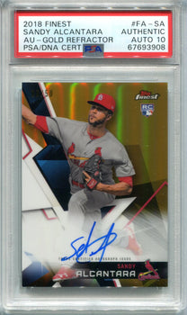 Sandy Alcantara 2018 Topps Finest Gold Refractor #Fasa (Psa) Auth/Auto 10 Card /