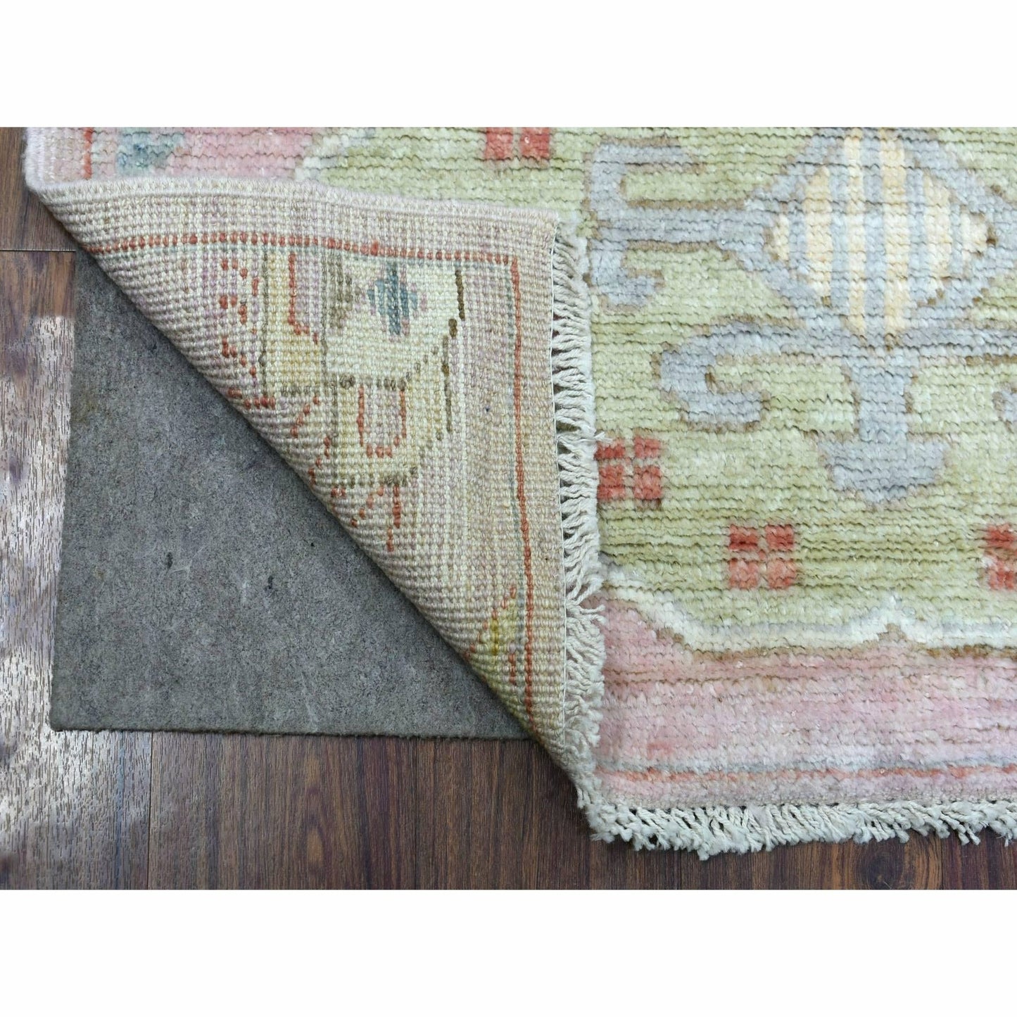3'4"X9'9" Anatolian Village Wool Hand Knotted Pink Wide Runner Rug