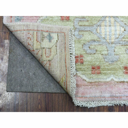 3'4"X9'9" Anatolian Village Wool Hand Knotted Pink Wide Runner Rug