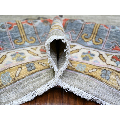 8'8"X11'7" Echo Gray Pure Wool Hand Knotted Finer Peshawar Rug